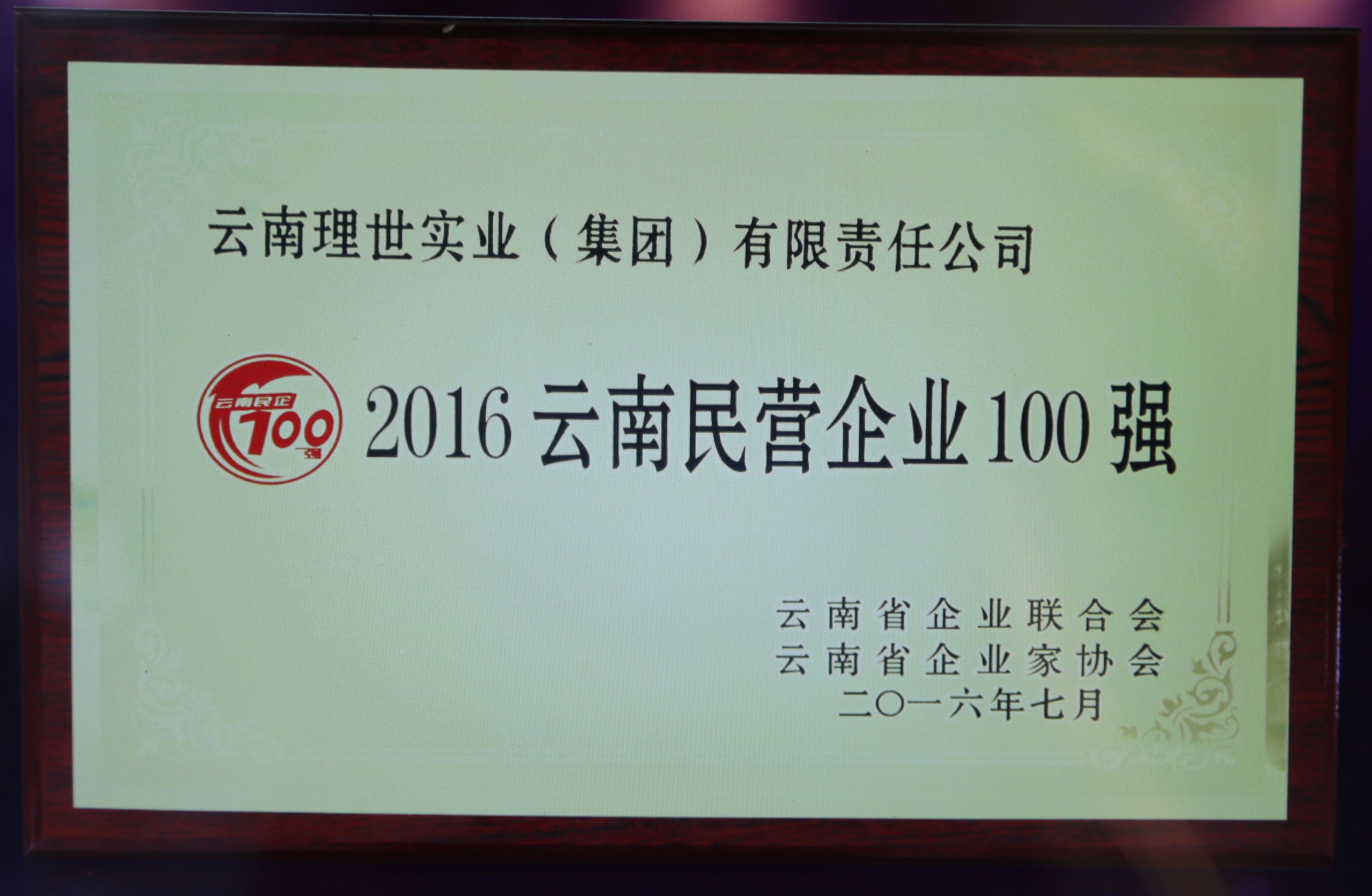 2016云南民營企業100強.JPG